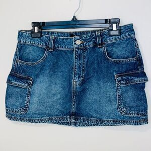 Divided ladies juniors micro mini denim skirt Y2K cargo pocket sz 6